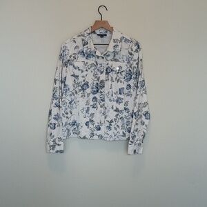 Charter Club Floral Print Denim Jacket.  Size : Large.